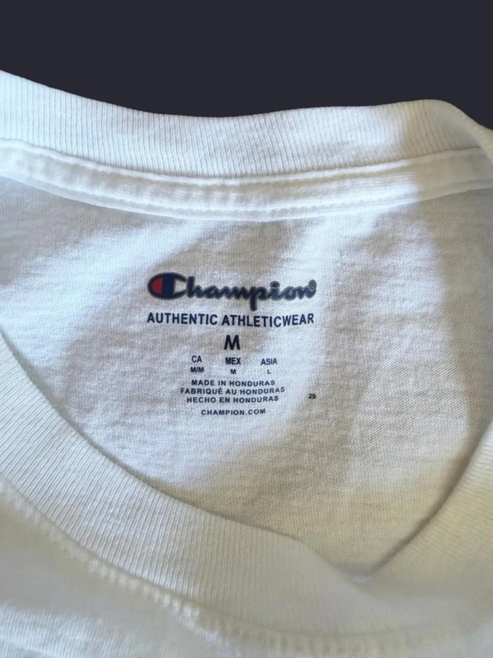 Champion Men’s White Script Logo Tee - Size Medium - Picture 3 of 5